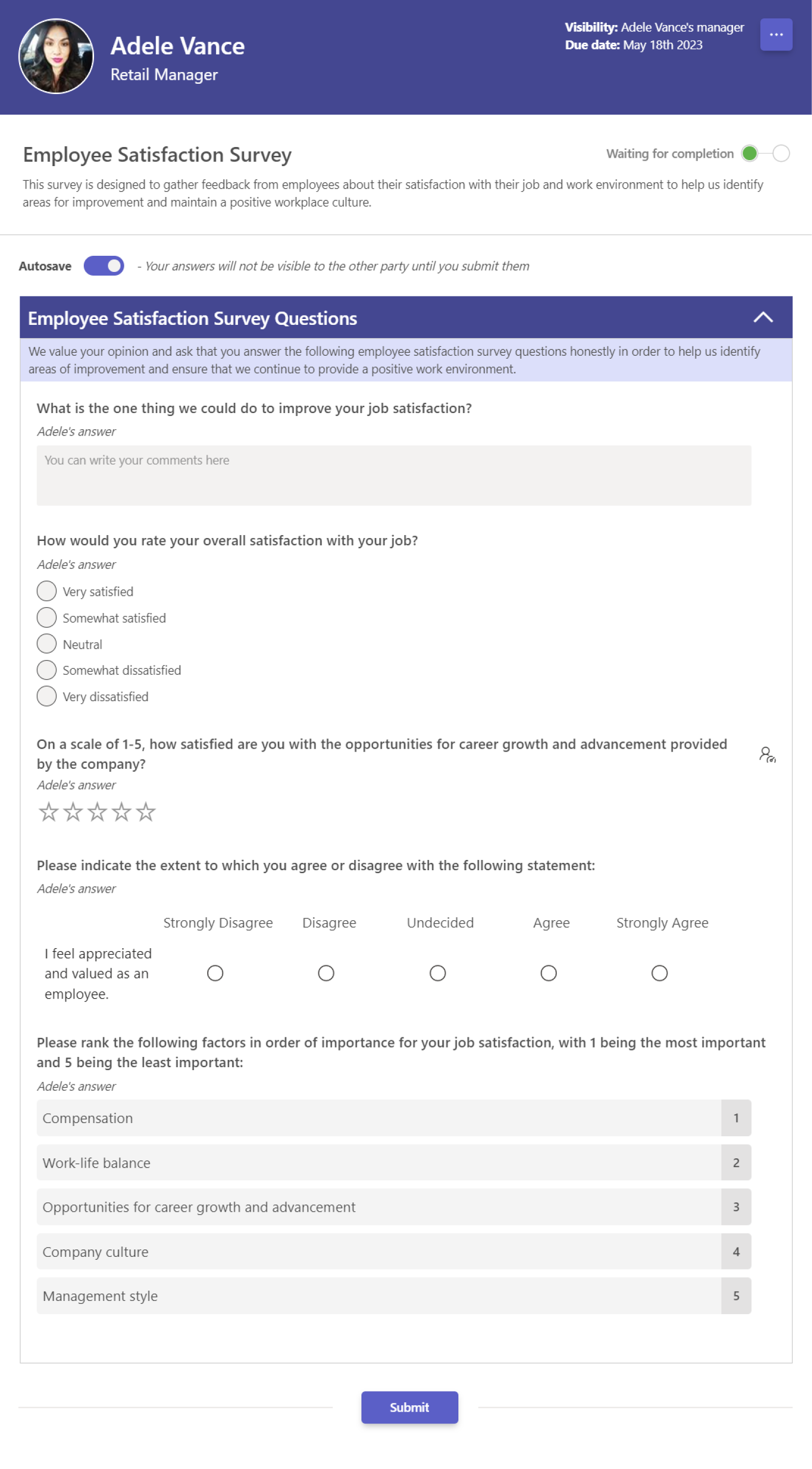 Teamflect: Employee Satisfaction Survey Template