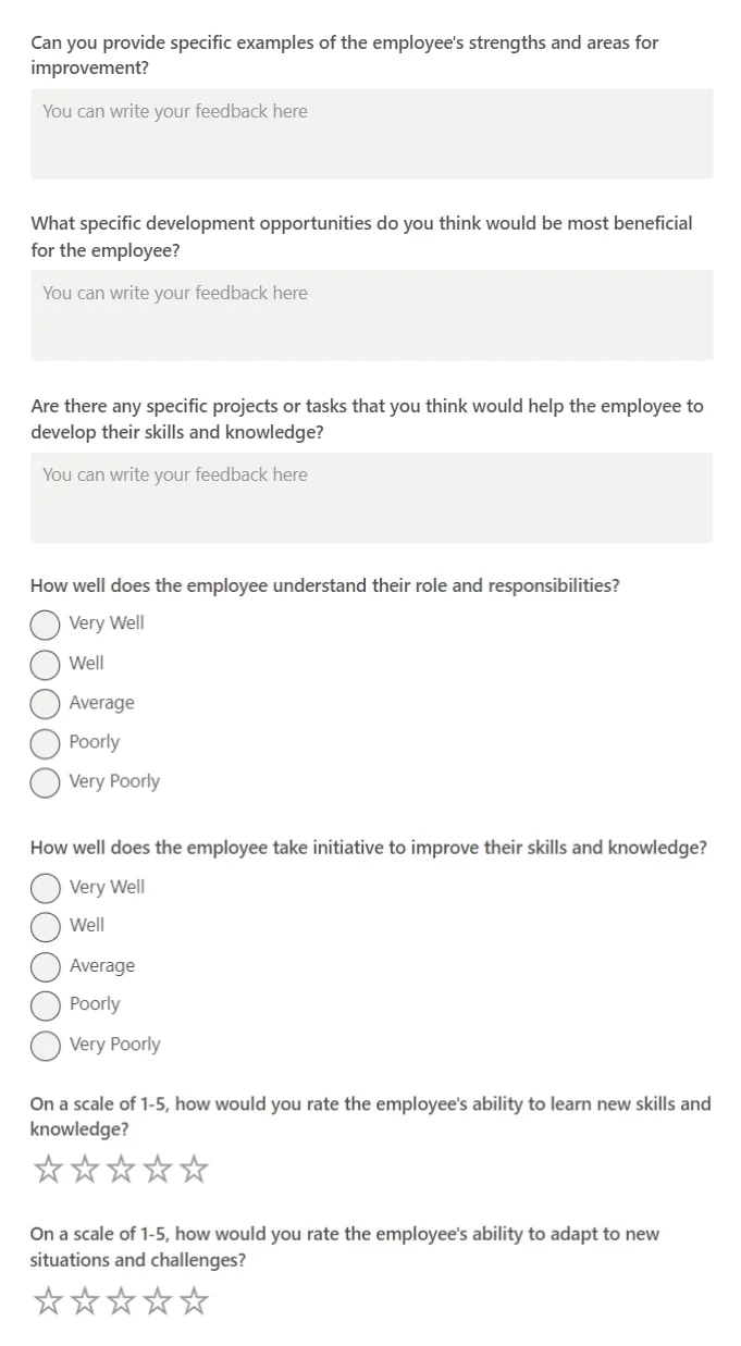 Teamflect: Employee Developmental Feedback Template