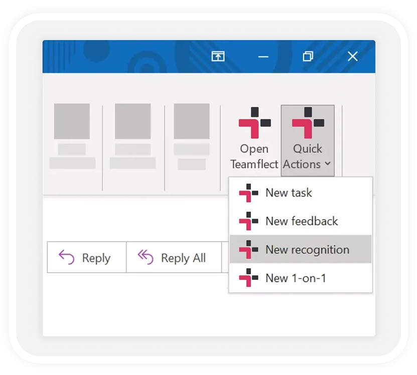 teamflect add-in and new recognition button in microsoft outlook