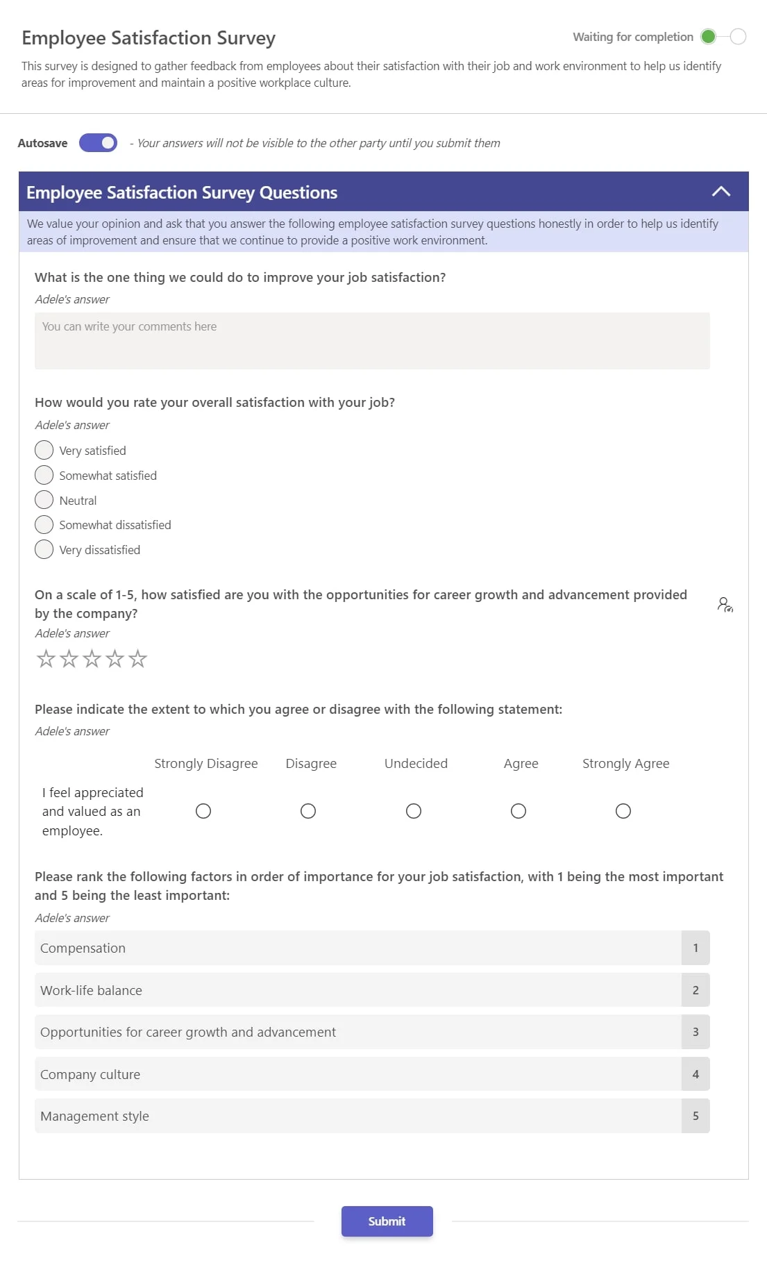 teamflect employee satisfaction survey template with questions