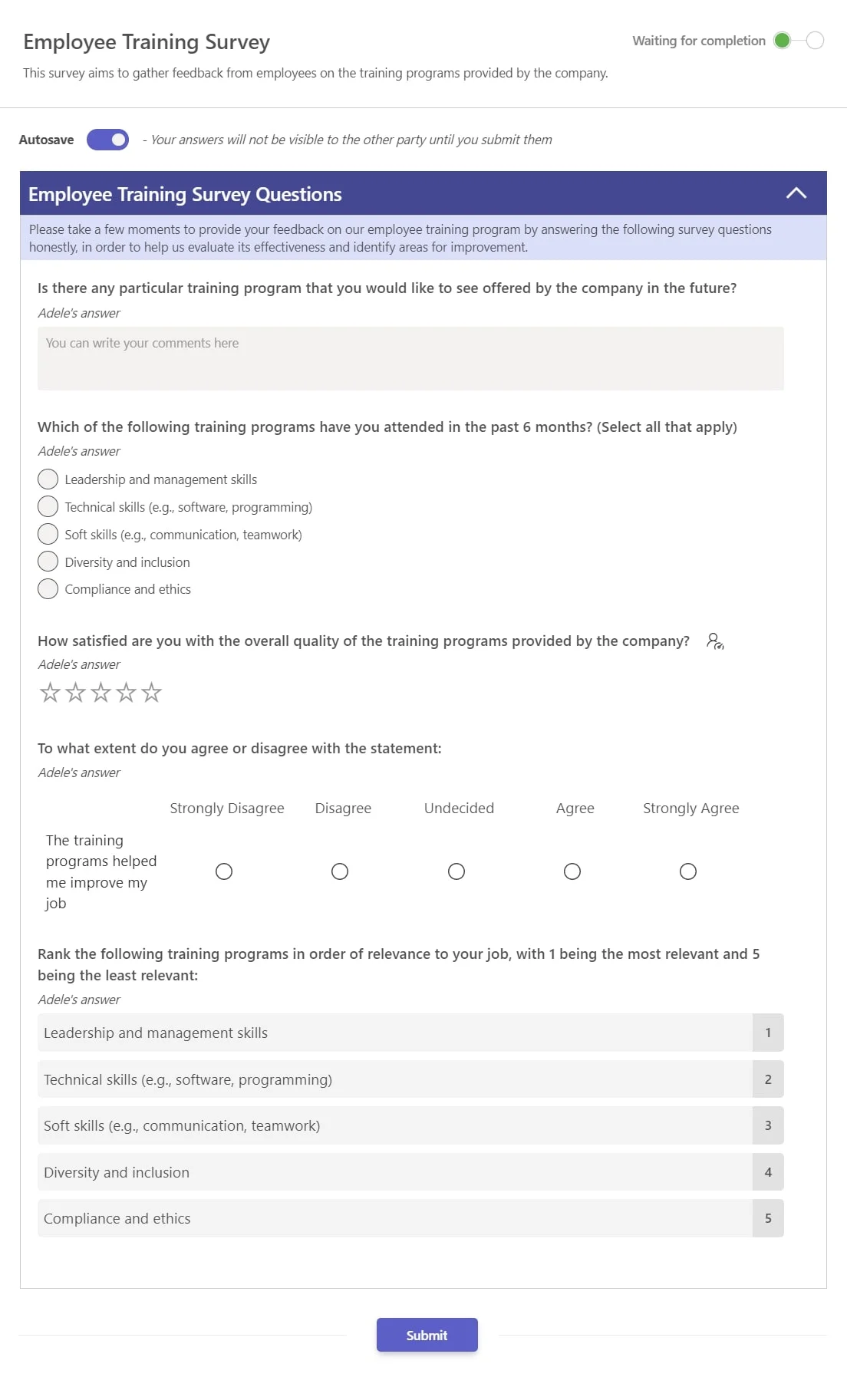 teamflect employee mental health survey template with questions