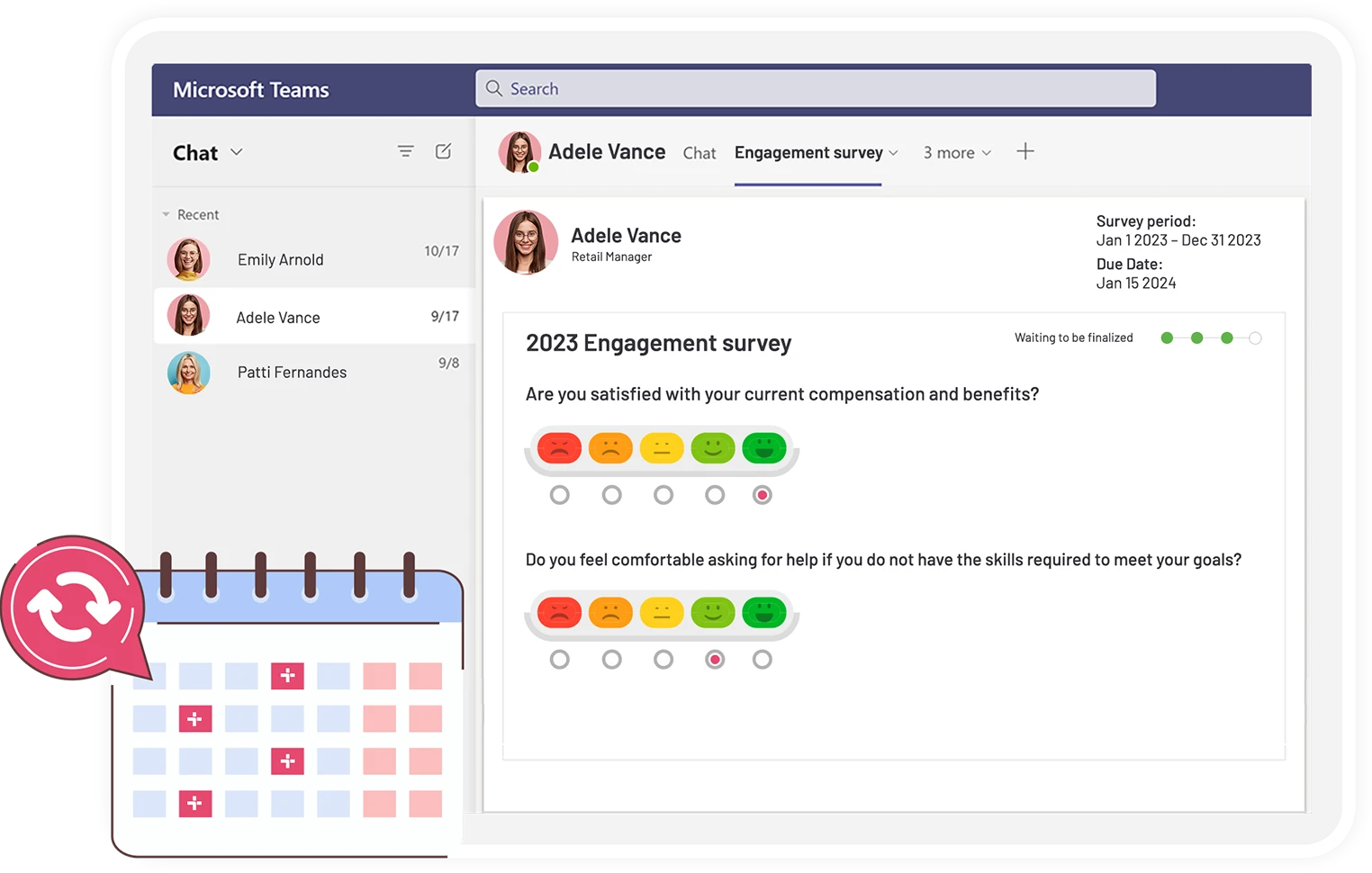 teamflect engagement survey image inside microsoft teams image 