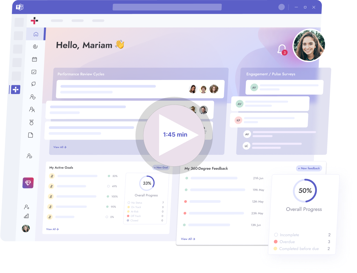 teamflect demo video inside of microsoft teams a woman speaking
