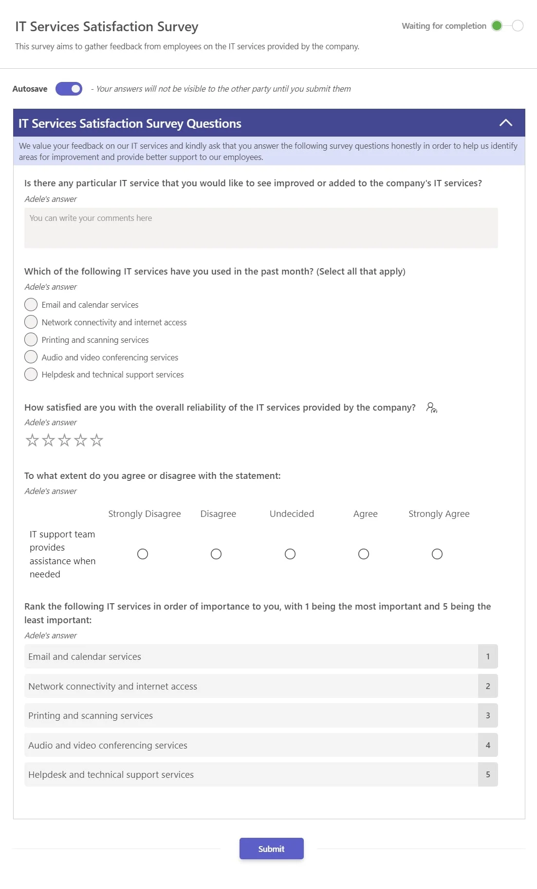 teamflect it services satisfaction survey template with questions