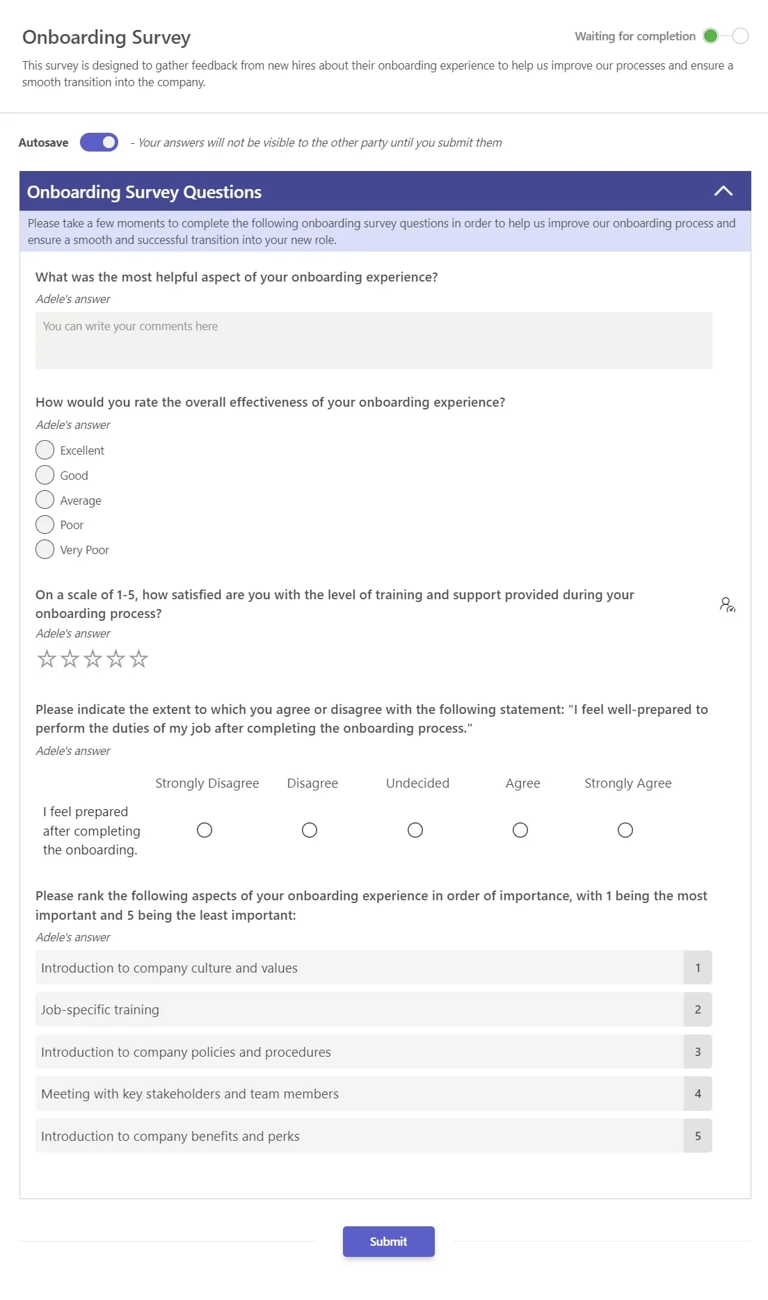 teamflect employee onboarding survey template with questions