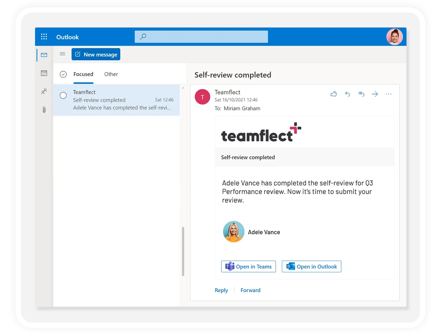 teamflect integration with outlook mail